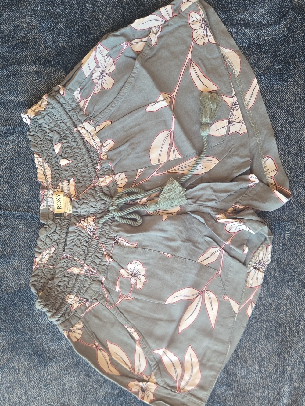 Roxy Floral Smocked Shorts in Sage and Blush